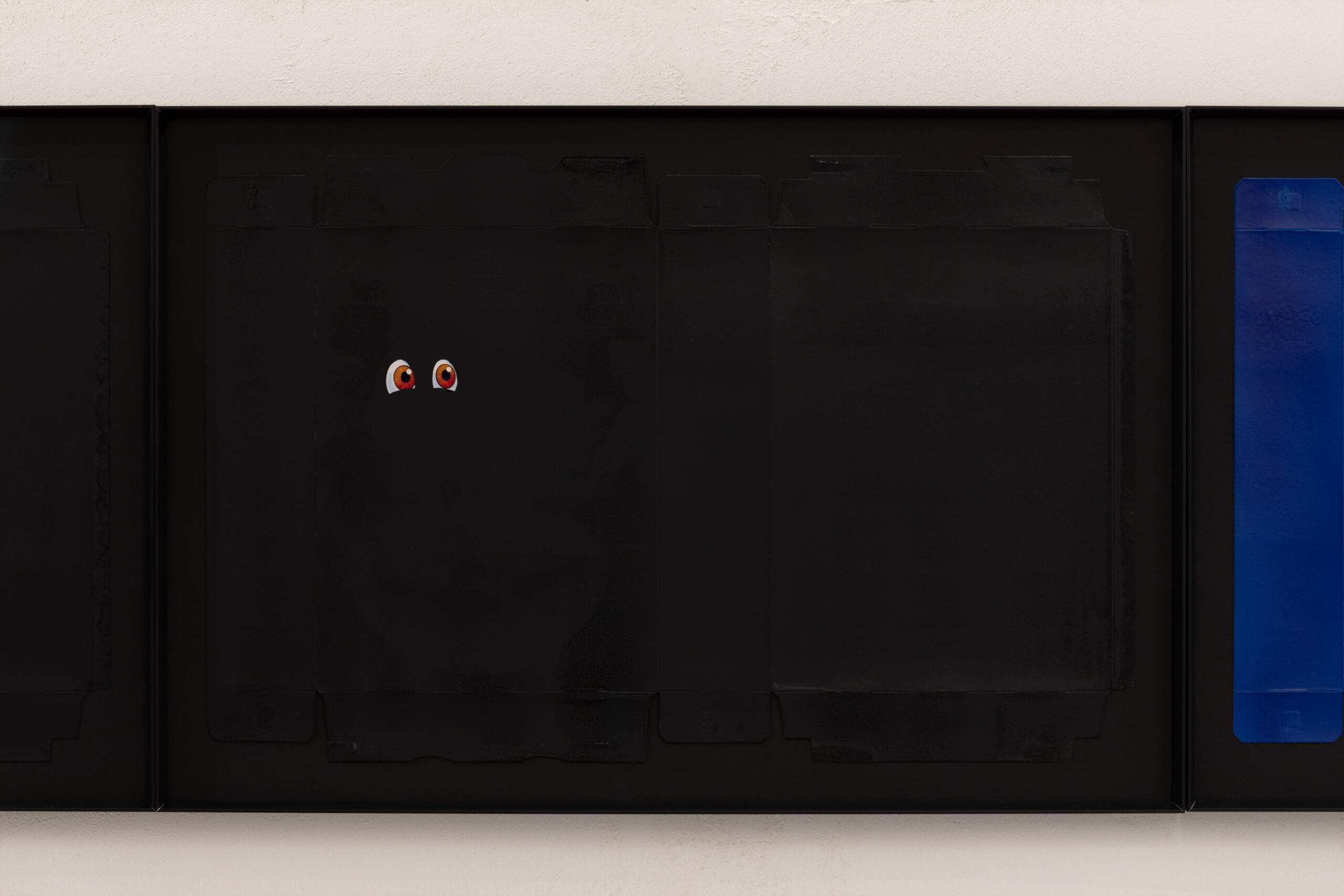 Nico Vascellari, Unknown Eyes (details), 2021, 21 pieces, spray on cardboard, aluminum frame, multiple dimensions, Courtesy Studio Vascellari and FNDR, Roma © Daniele Molajoli Photography